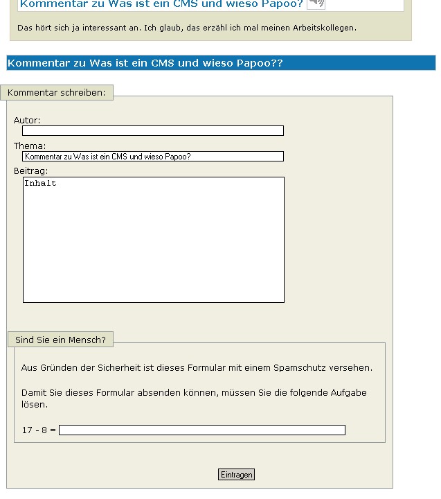 Erfassen eines neuen Kommentars