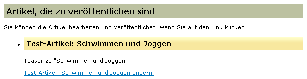 Artikel, die zu veröffentlichen sind