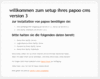 Installation: Willkommen zum Setup Ihres Papoo CMS Version 3