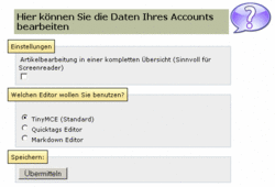 Persönliche Daten: "Hier können Sie die Daten Ihres Accounts bearbeiten"